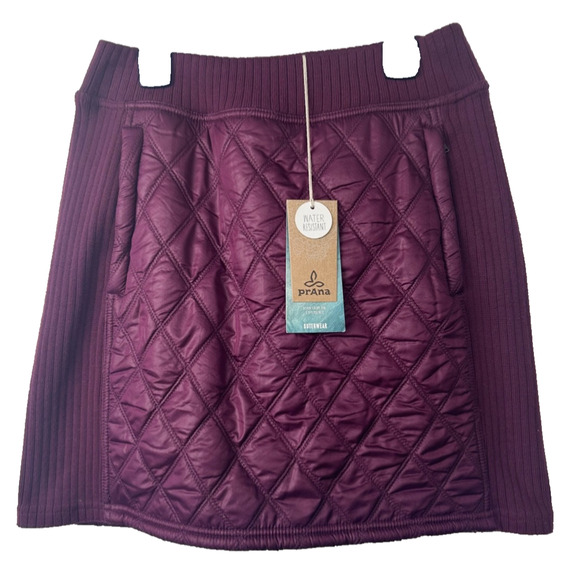 NEW Prana Women S Skirt Diva Quilted Knit Fleece Pull On Purple Outdoors $80 A38 - Picture 1 of 7